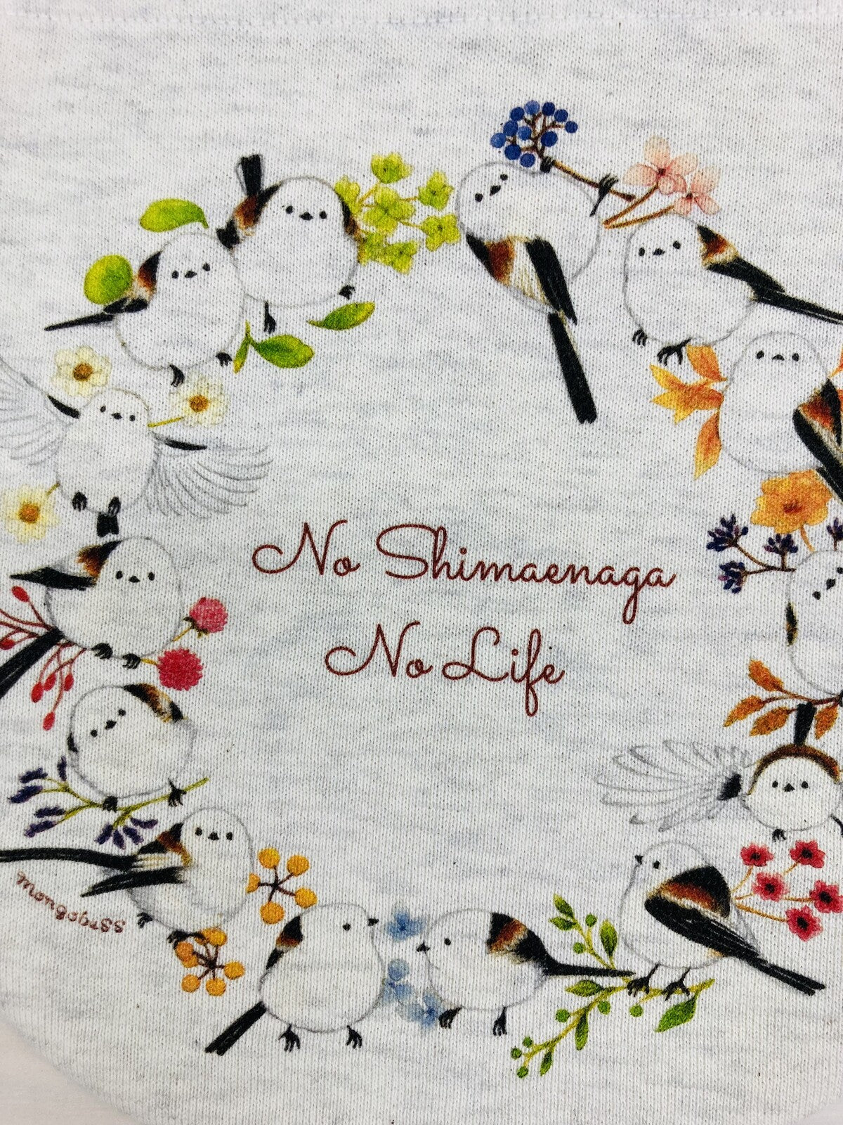 巾着　シマエナガだけのリース　Mサイズ