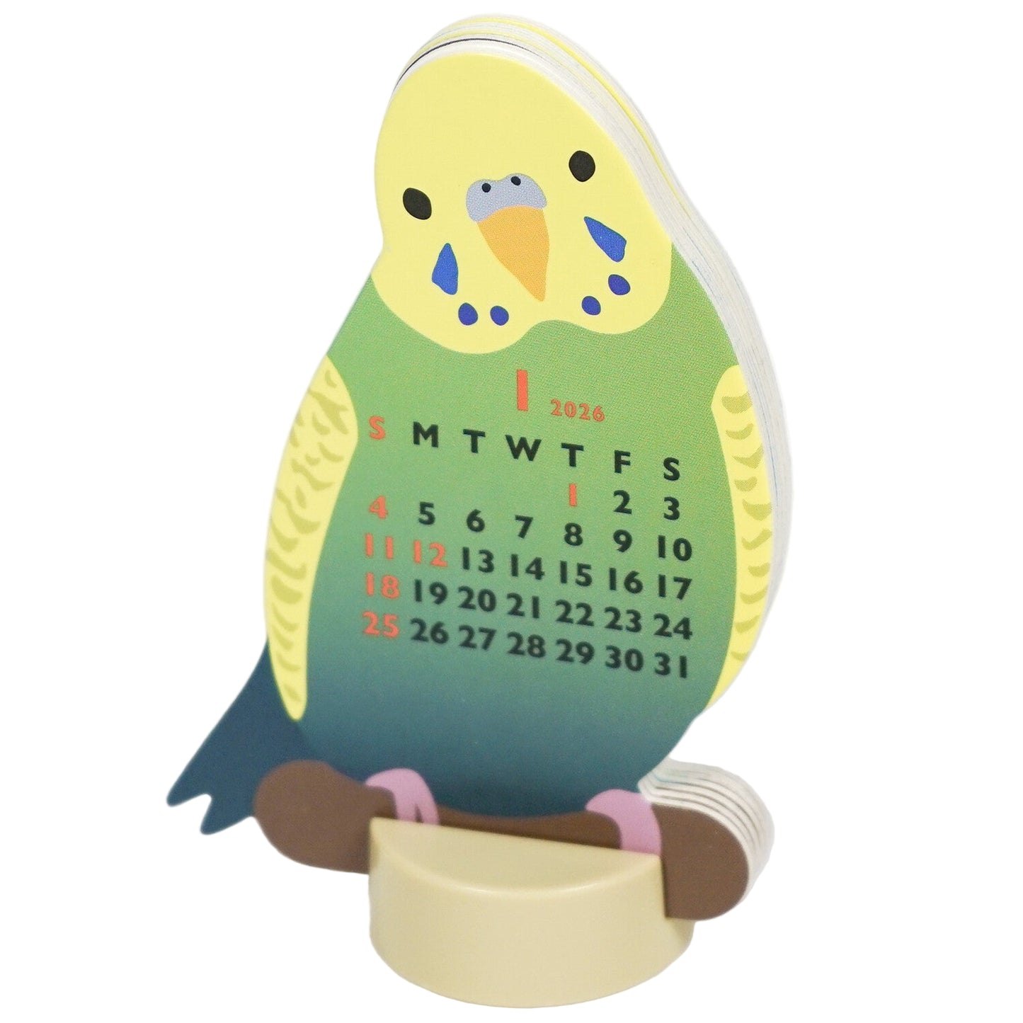 2026年度版 ダイカットカレンダー　ミニ　インコ　スタンドタイプ