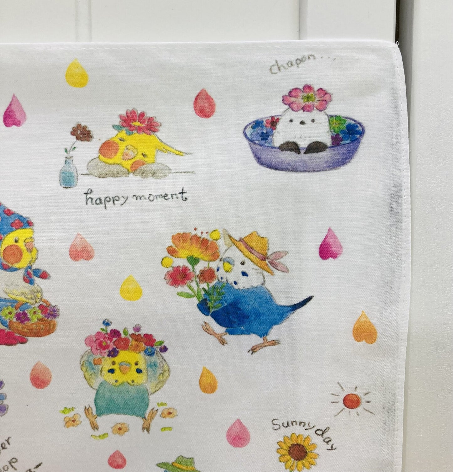 大判ハンカチ　ランチクロス　花しずくとことり