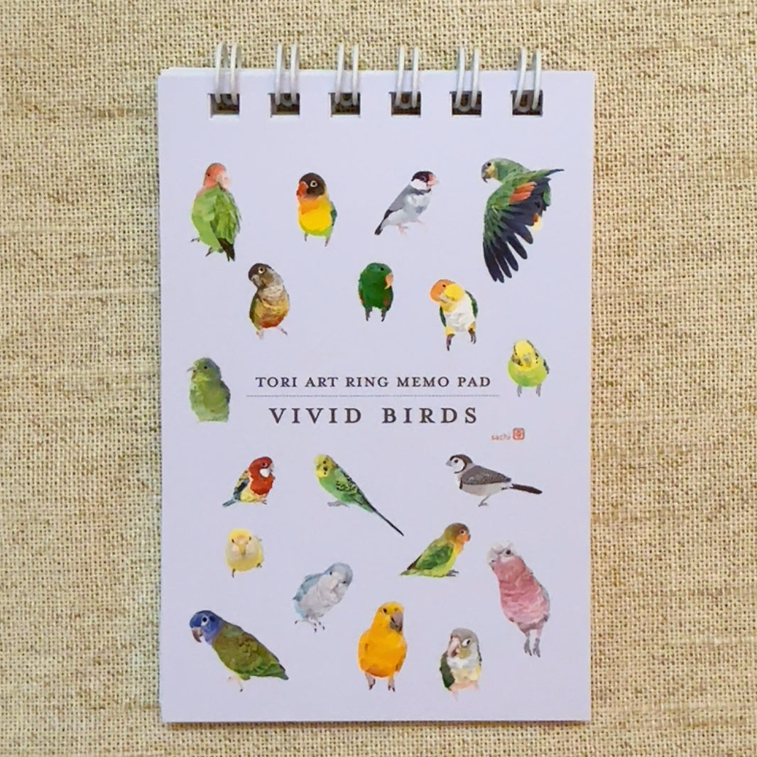 ミニリングメモ　とりアート　VIVID BIRDS