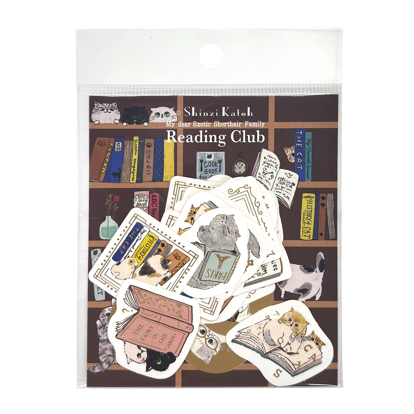 きらぴかフレークシール 猫 Reading Club 箔押し