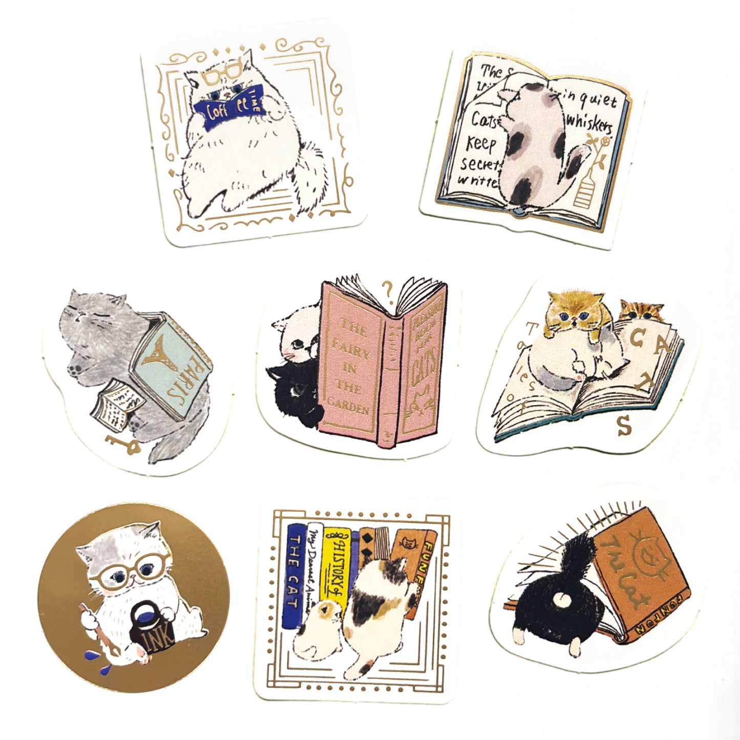 きらぴかフレークシール 猫 Reading Club 箔押し