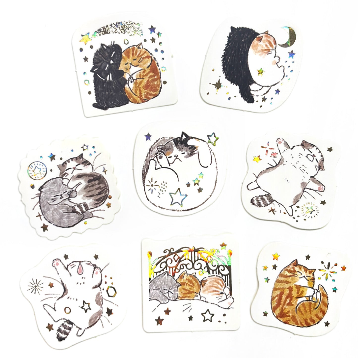 きらぴかフレークシール 猫 Sleeping Cats 箔押し
