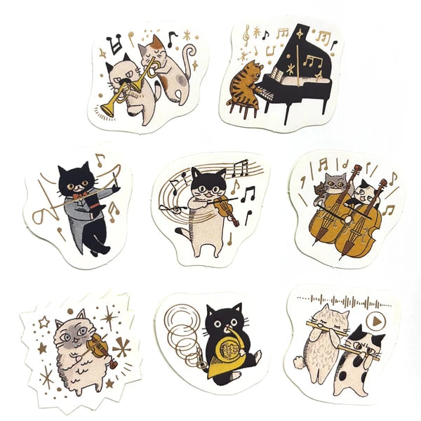 きらぴかフレークシール 猫  Meowphonic Orchestra 箔押し