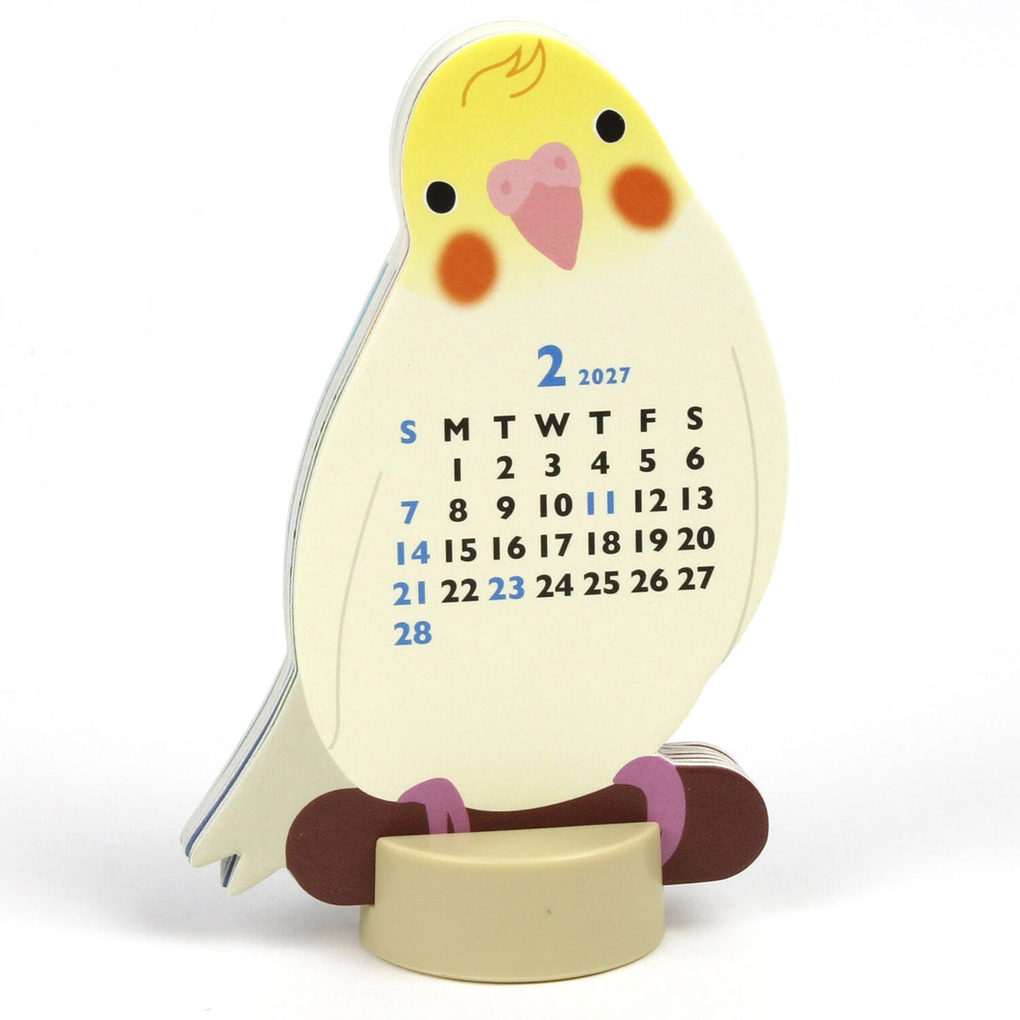 2027年度版 ダイカットカレンダー　ミニ　インコ　スタンドタイプ