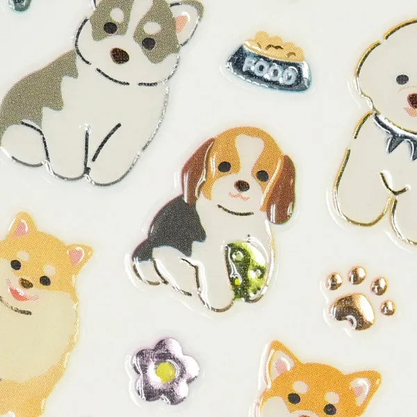 ビジュシール　わんこ　犬　箔押し加工　