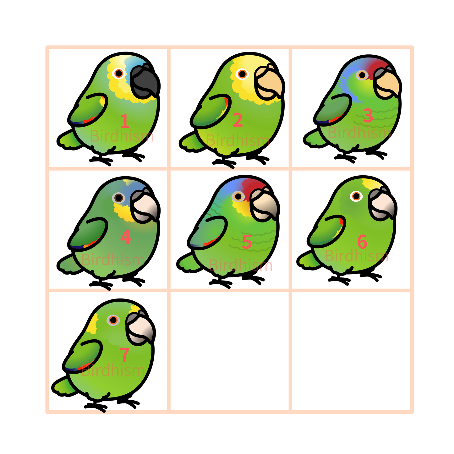 Chubby Bird　木製キーホルダー　ボウシインコ　7種　受注製作　クーポン利用不可