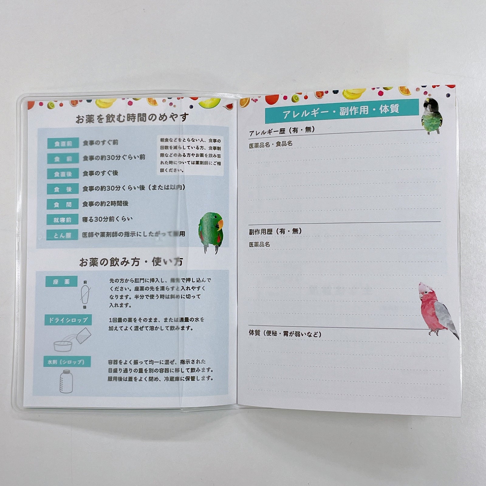お薬手帳　とりアート　ロリキート - Sweet Birdie Boutique