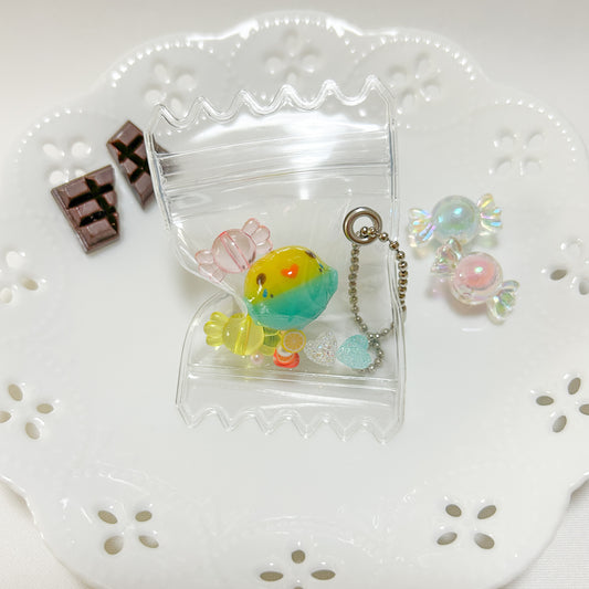 チャーム　しゃかしゃかキャンディバッグ　セキセイインコ　グリーン