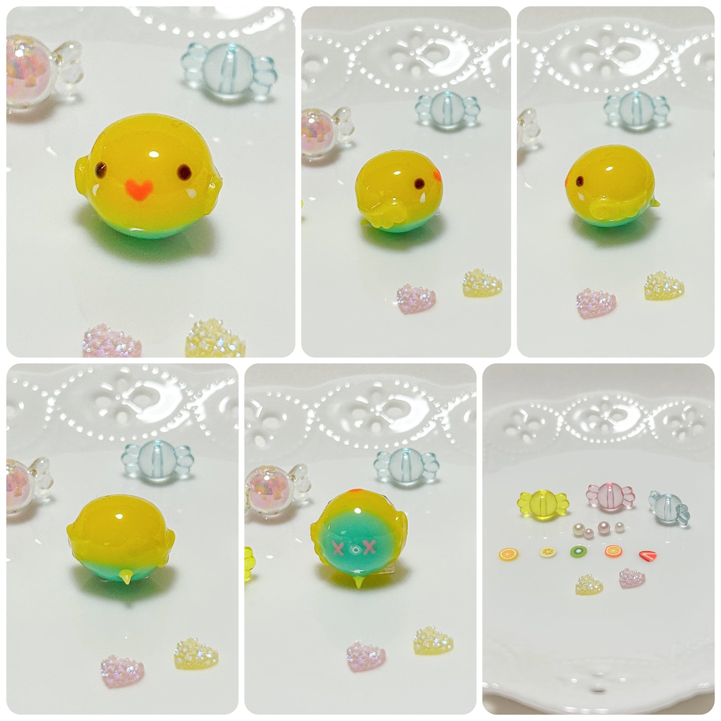 チャーム　しゃかしゃかキャンディバッグ　セキセイインコ　黄色ハルクイン