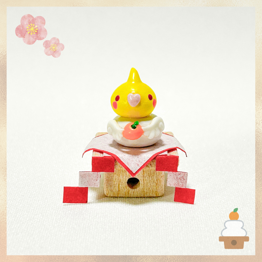 ミニチュア　鏡餅インコ　オカメインコ　ルチノー