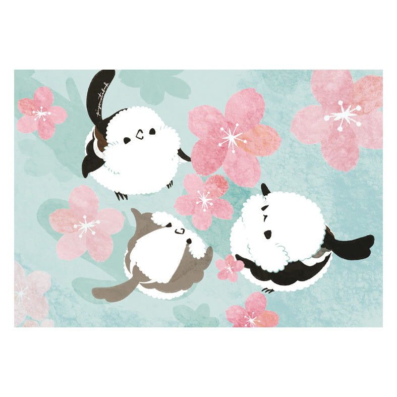 メモ帳　桜吹雪　シマエナガ - Sweet Birdie Boutique
