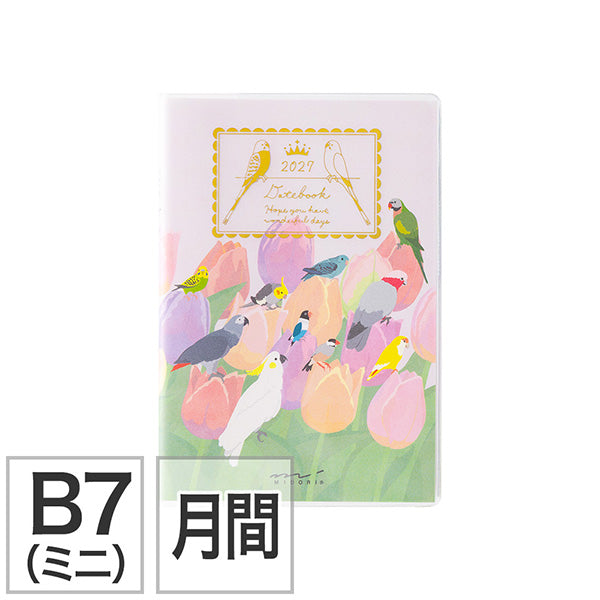2027年版 MIDORI トリ柄　鳥デザイン　ポケットダイアリー B7 ミニ - Sweet Birdie Boutique