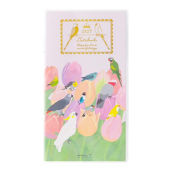 2027年版 MIDORI トリ柄　鳥デザイン　ポケットダイアリー B6スリム - Sweet Birdie Boutique