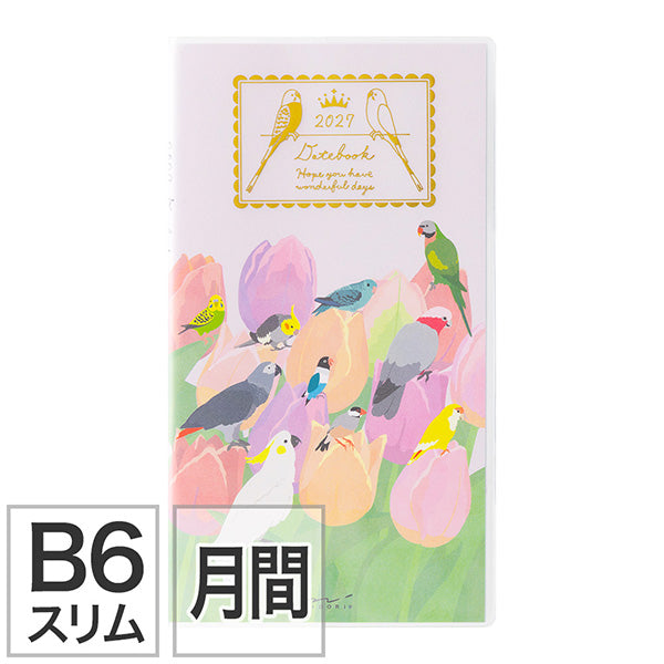 2027年版 MIDORI トリ柄　鳥デザイン　ポケットダイアリー B6スリム - Sweet Birdie Boutique