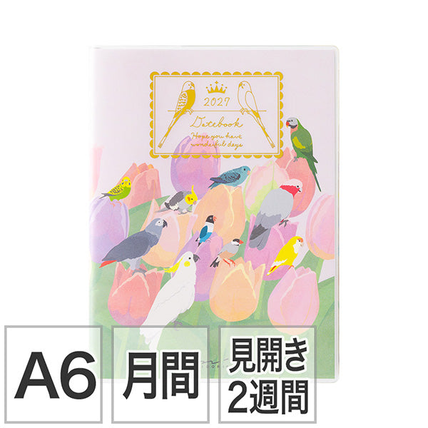 2027年版 MIDORI トリ柄　鳥デザイン　ポケットダイアリー A6 - Sweet Birdie Boutique