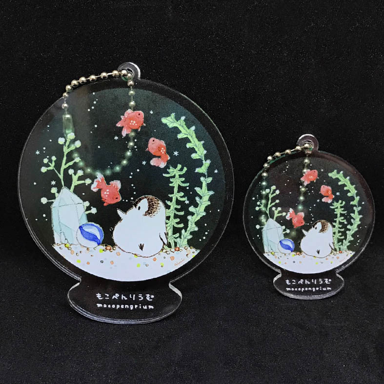 受注製作　アクリルキーホルダー　もこぺんりうむ 金魚の水槽　ペンギン　クーポン利用不可