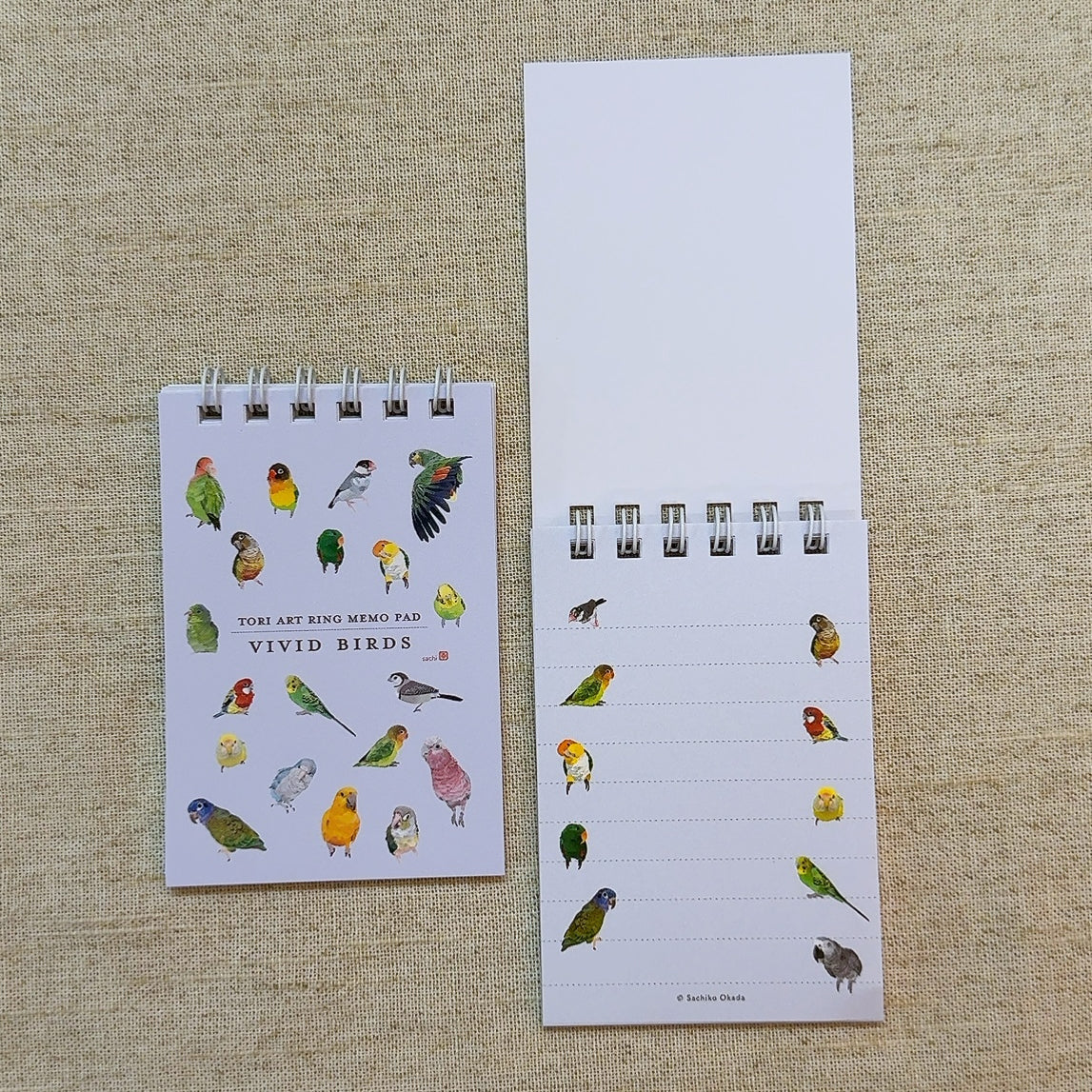 ミニリングメモ　とりアート　VIVID BIRDS