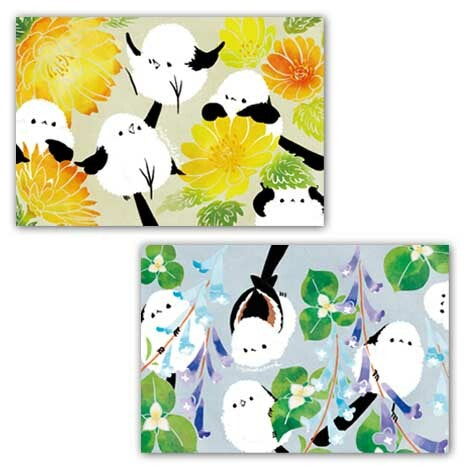 ポストカード　北海道の植物とシマエナガ 　秋冬　5枚セット - Sweet Birdie Boutique