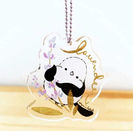 受注製作　アクリルキーホルダー　北海道のお花とシマエナガ「ラベンダー」クーポン利用不可