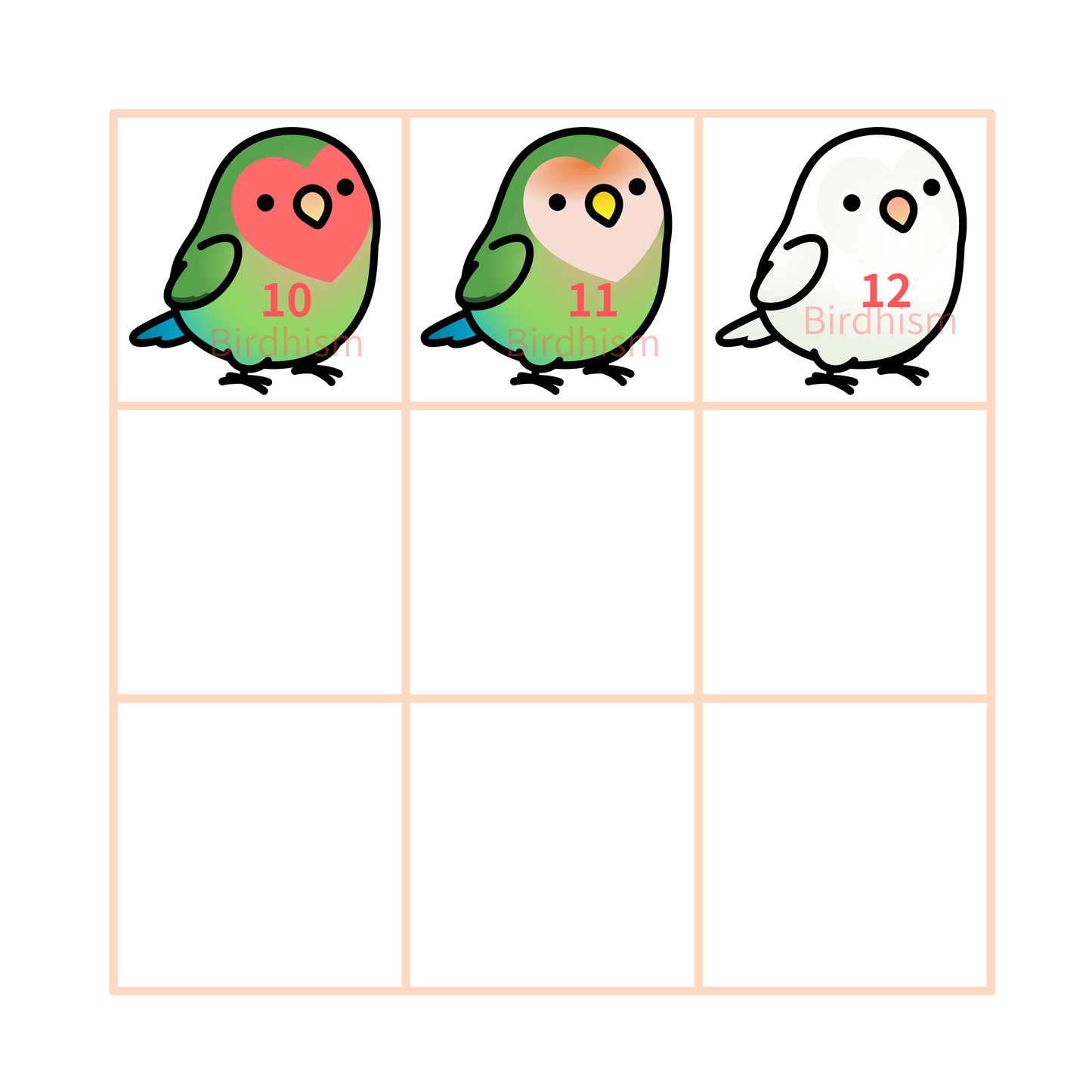 Chubby Bird　木製チャーム　コザクラインコ　12種　受注製作　クーポン利用不可