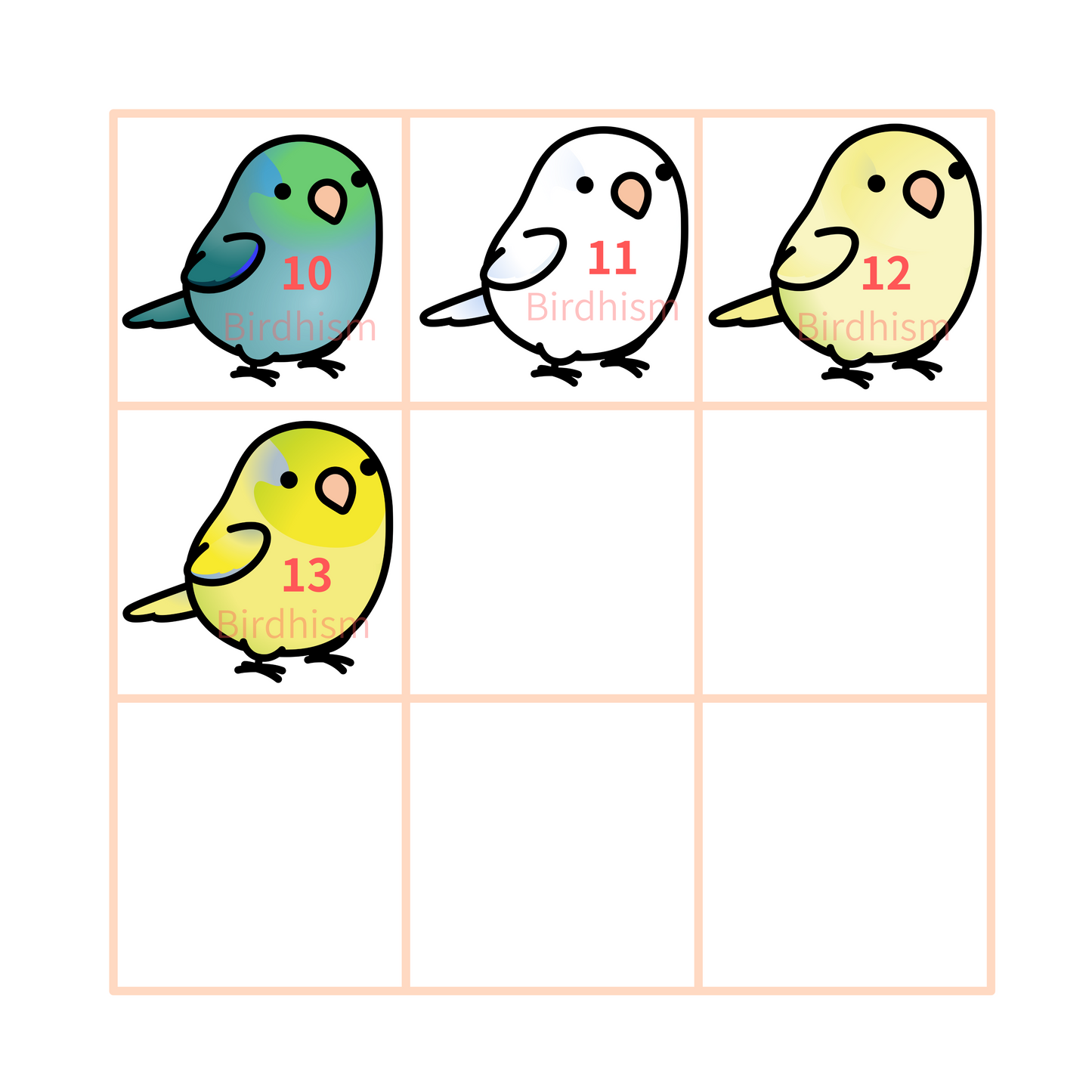 Chubby Bird　木製キーホルダー　マメルリハ　13種　受注製作　クーポン利用不可