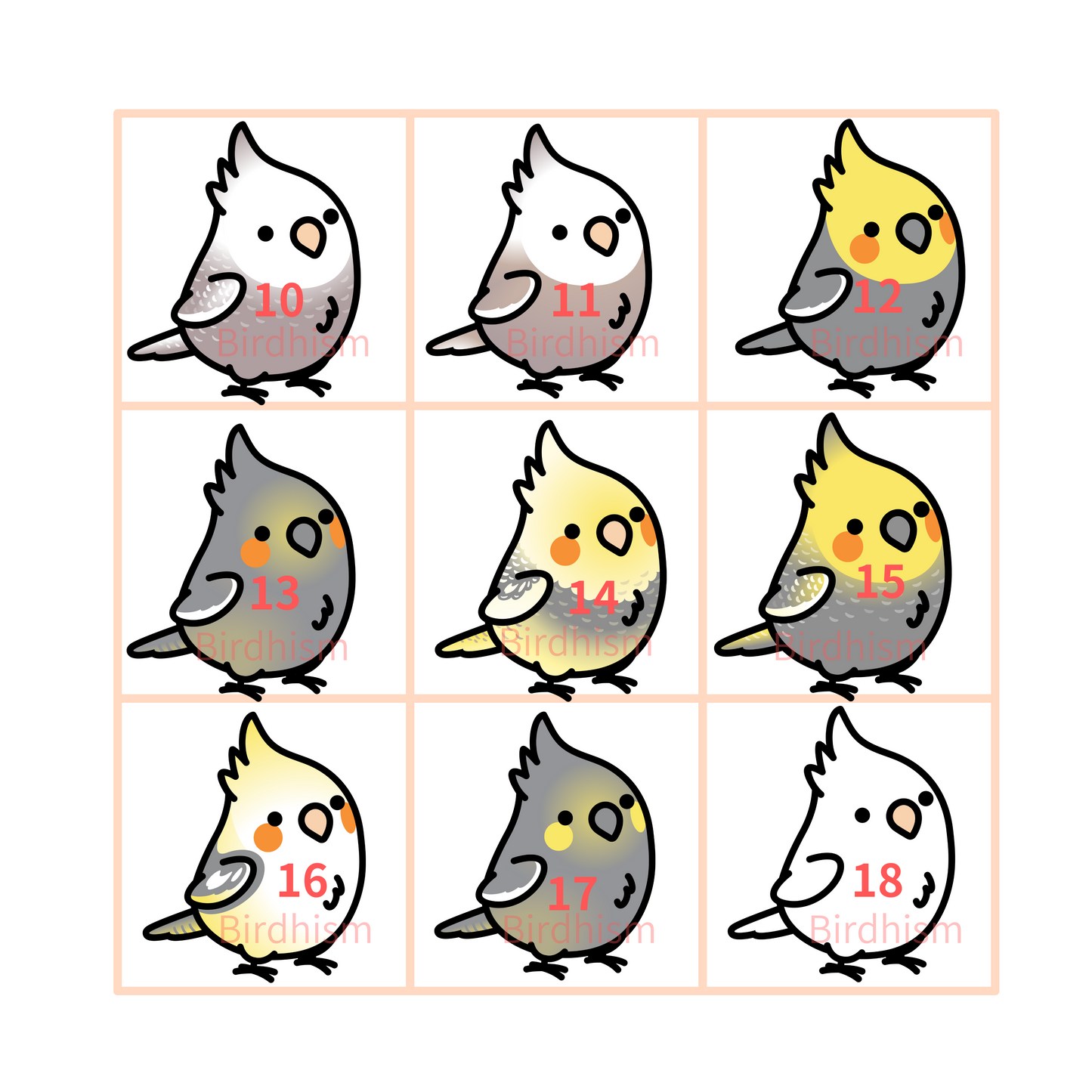 Chubby Bird　木製チャーム　オカメインコ　23種　受注製作　クーポン利用不可