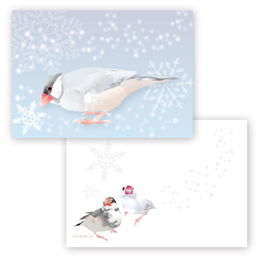 メモ帳　とりアート　雪文鳥
