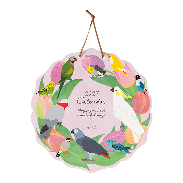 2027年版　MIDORI トリ柄 鳥デザイン　ダイカット壁掛けカレンダー - Sweet Birdie Boutique