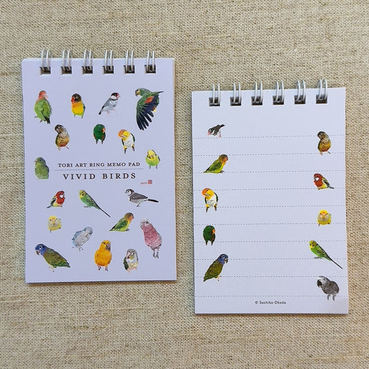 ミニリングメモ　とりアート　VIVID BIRDS