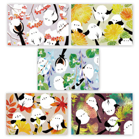 ポストカード　北海道の植物とシマエナガ 　秋冬　5枚セット - Sweet Birdie Boutique