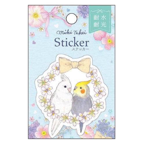 ステッカー　フラワリー　オカメインコ 　たけいみき　耐水　耐光
