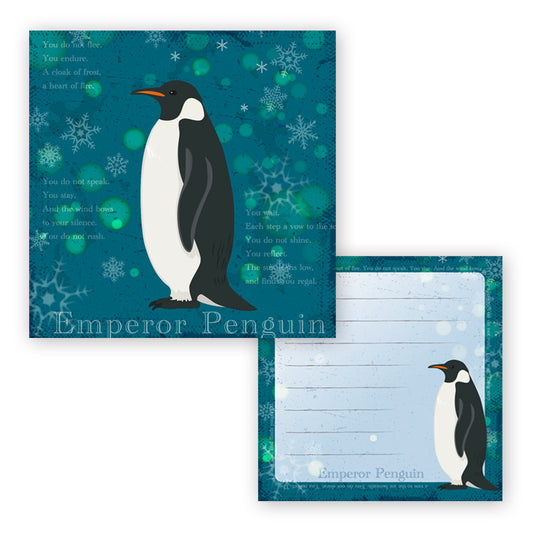 メモ帳　ヴィンテージ風　コウテイペンギン　スクエア