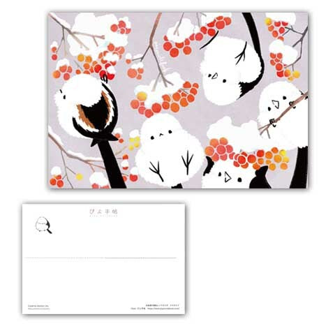 ポストカード　北海道の植物とシマエナガ 　秋冬　5枚セット - Sweet Birdie Boutique