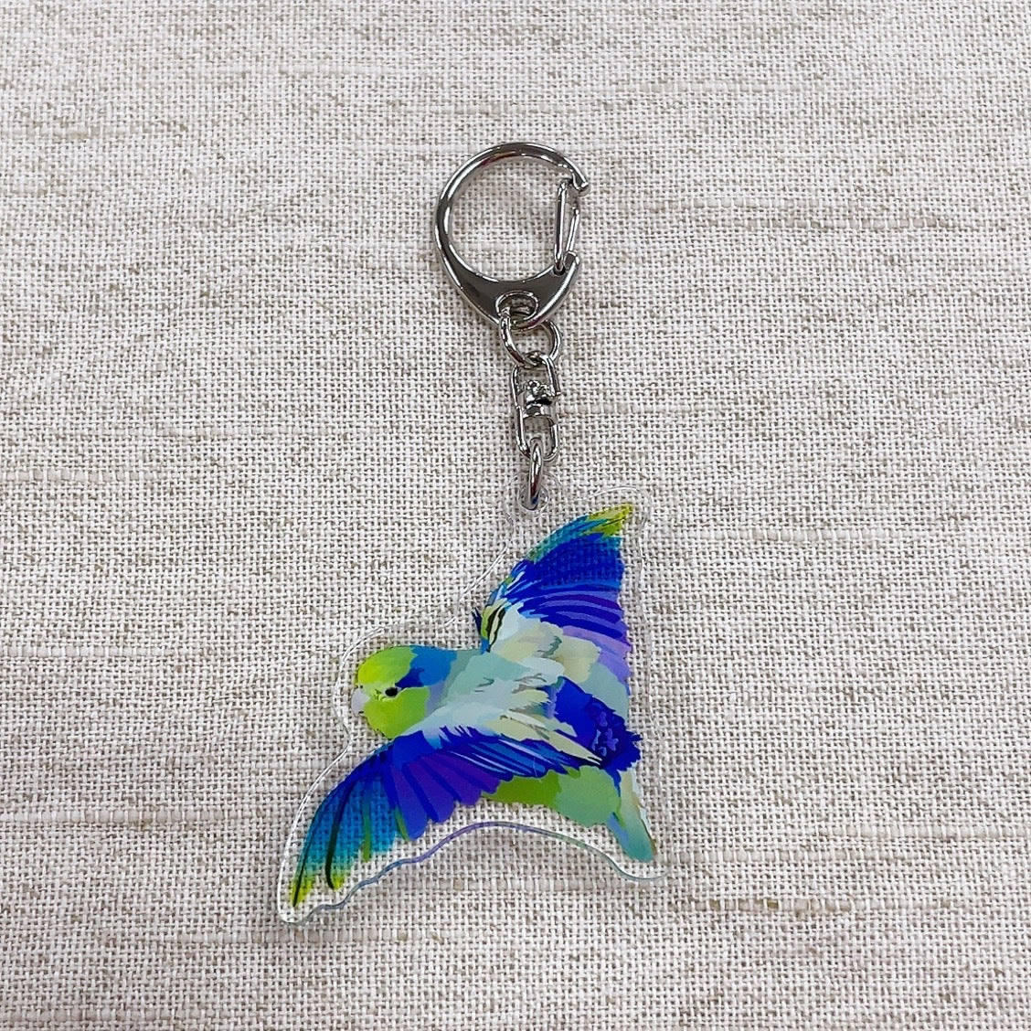 受注製作　アクリルキーホルダー　とりアート　マメルリハ　羽ばたき　クーポン利用不可