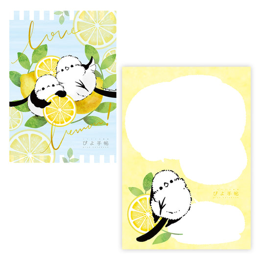 メモ帳　シマエナガとレモン ジャンプ　（タテ型）　