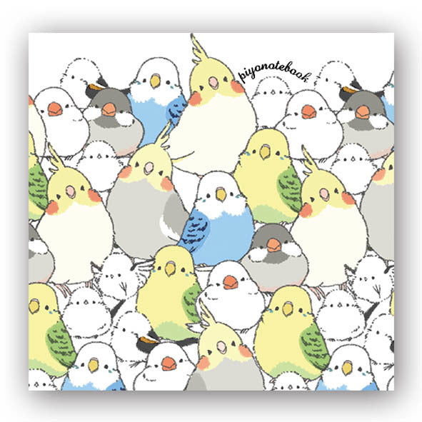 メガネ拭き　シマエナガのインコと文鳥がいっぱい　シマエナガ、セキセイインコ、オカメインコ、文鳥 - Sweet Birdie Boutique