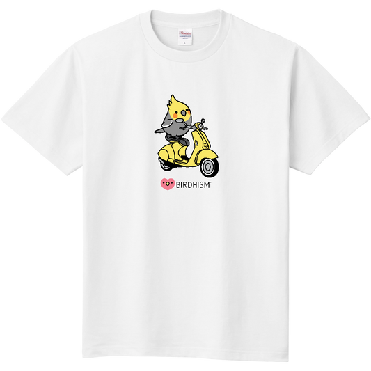 Chubby Bird　バイクに乗ったオカメインコ　スタンダードTシャツ　ホワイト　受注製作　送料無料　メーカー直送　クーポン利用不可