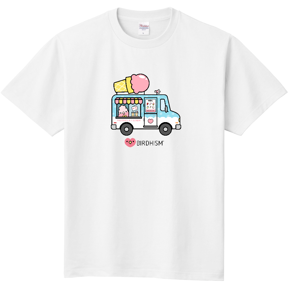 Chubby Bird　モモイロインコ　アイスクリーム屋さん　スタンダードTシャツ　ホワイト　受注製作　送料無料　メーカー直送　クーポン利用不可
