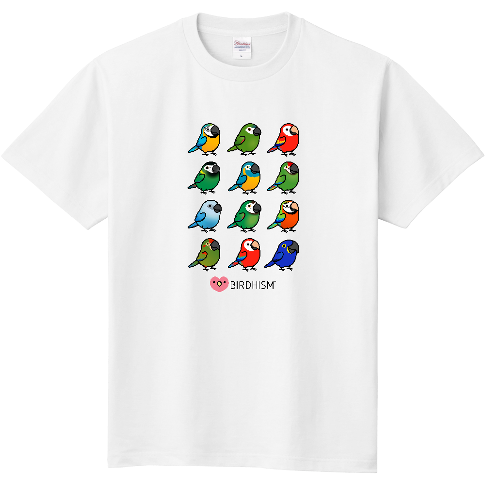 Chubby Bird　コンゴウインコ大集合　スタンダードTシャツ　ホワイト　受注製作　送料無料　メーカー直送　クーポン利用不可