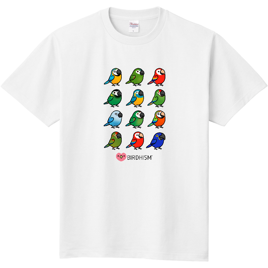 Chubby Bird　コンゴウインコ大集合　スタンダードTシャツ　ホワイト　受注製作　送料無料　メーカー直送　クーポン利用不可