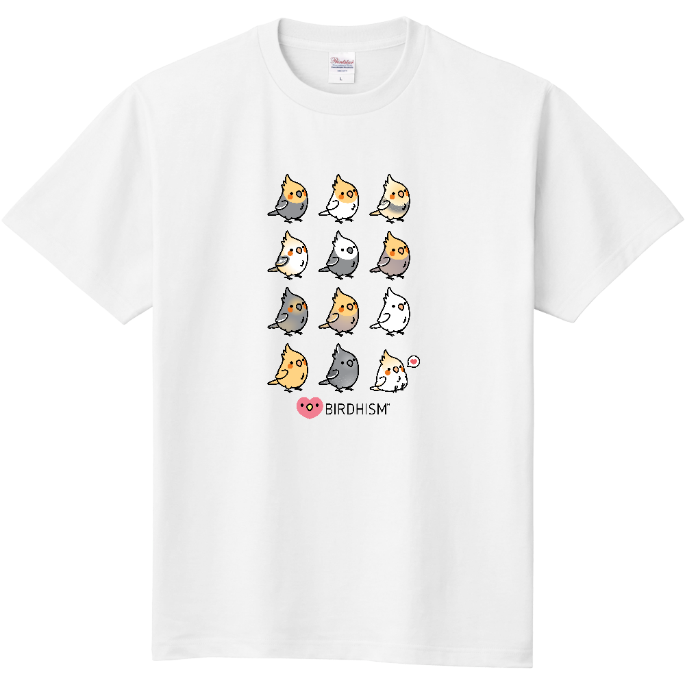 Chubby Bird　オカメインコ大集合　スタンダードTシャツ　ホワイト　受注製作　送料無料　メーカー直送　クーポン利用不可
