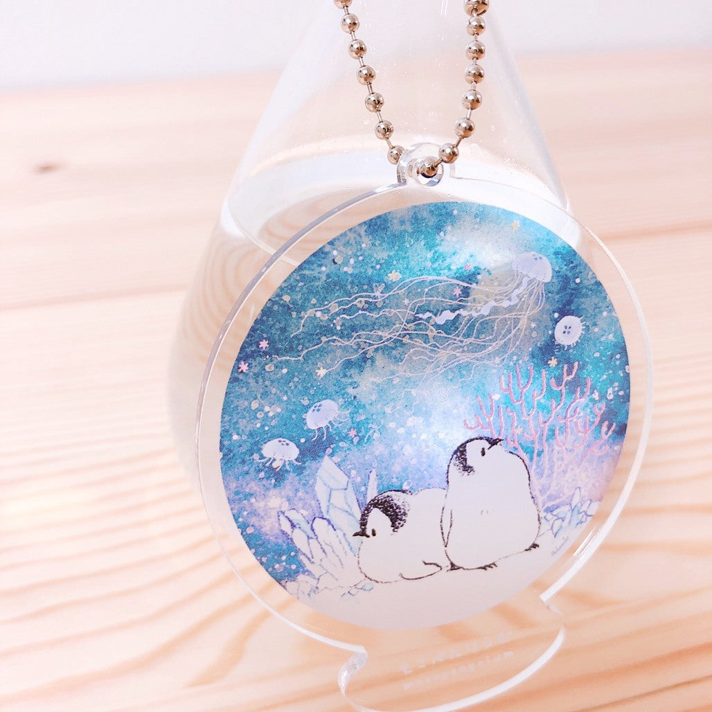 受注製作　アクリルキーホルダー　もこぺんりうむ　クラゲの水槽　ペンギン　クーポン利用不可