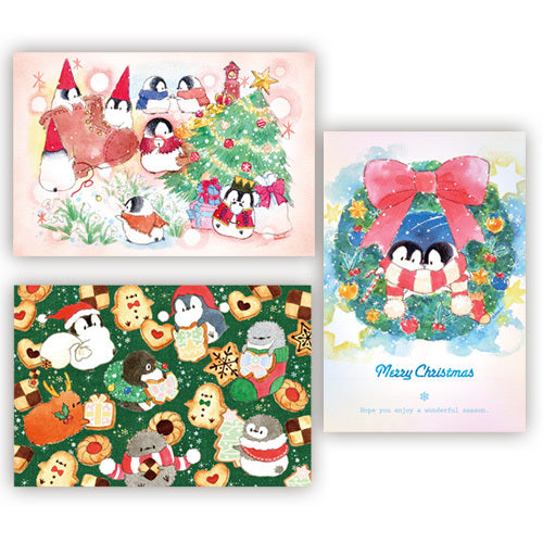 ポストカード　もこぺん　クリスマス　3柄各2枚　6枚セット 　ペンギン