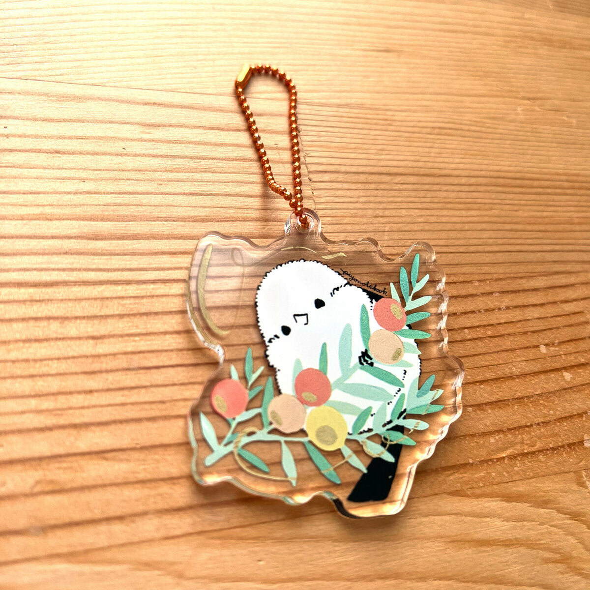 受注製作　アクリルキーホルダー　北海道の植物とシマエナガ　オンコ　クーポン利用不可