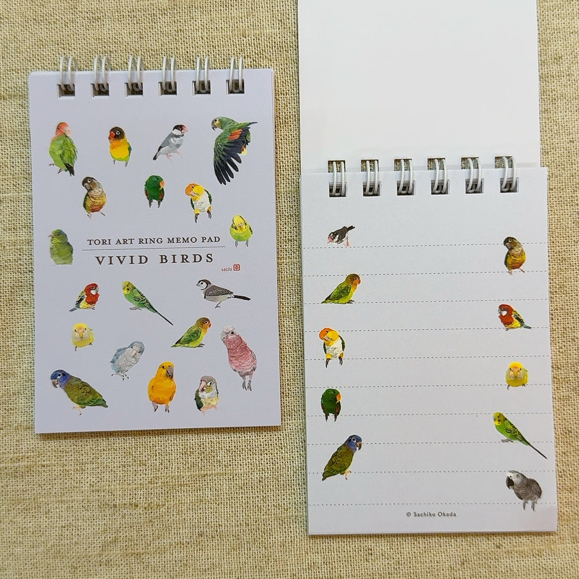 ミニリングメモ　とりアート　VIVID BIRDS