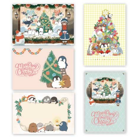 ポストカード　もこぺん　クリスマス　5種5枚セット 　ペンギン