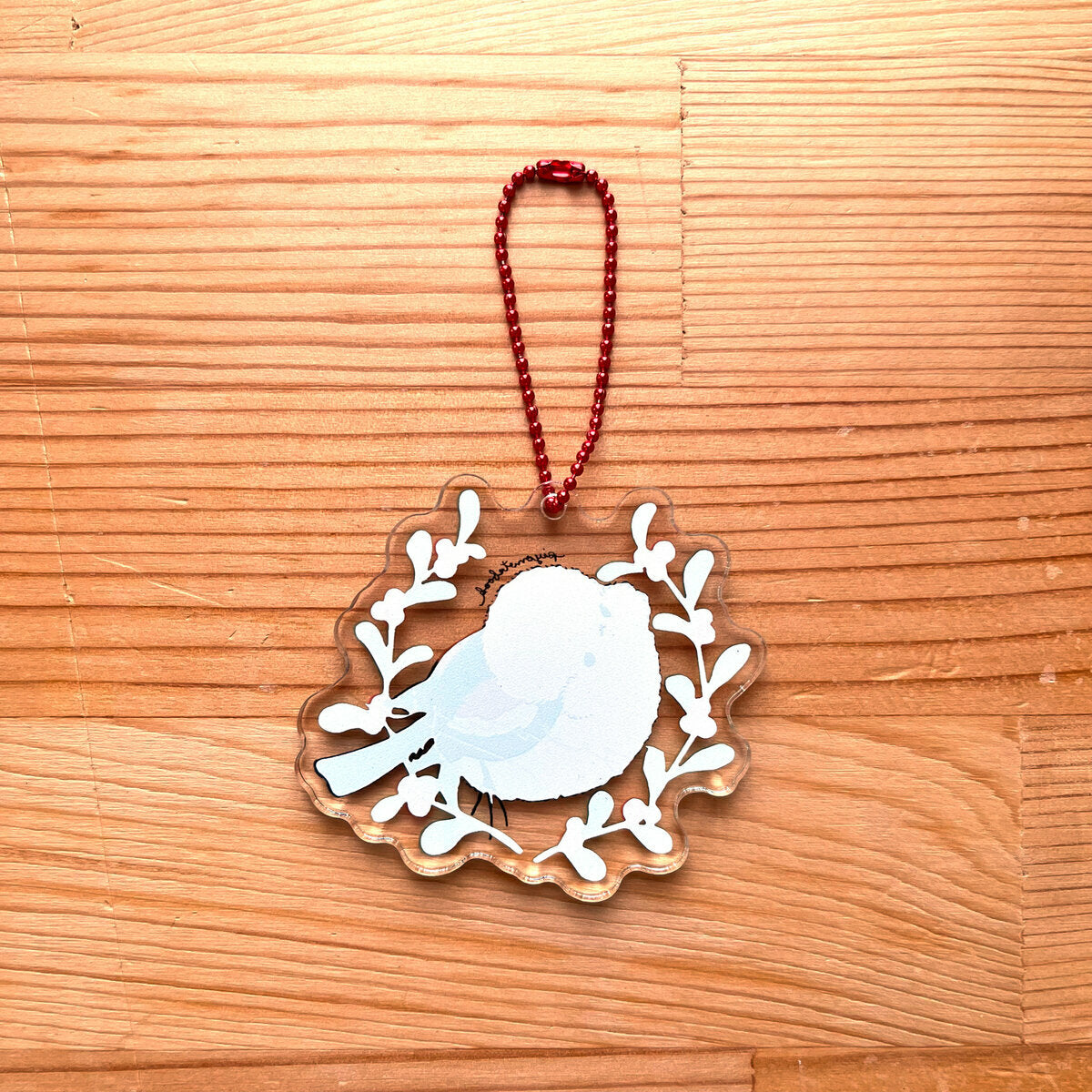 受注製作　アクリルキーホルダー　北海道の植物とシマエナガ　ヤドリギ　クーポン利用不可