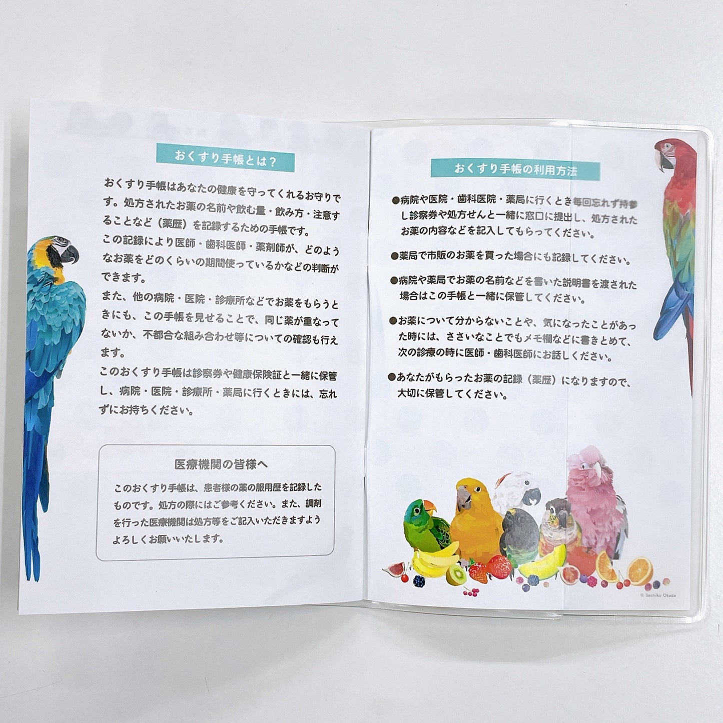 お薬手帳　とりアート　ロリキート - Sweet Birdie Boutique