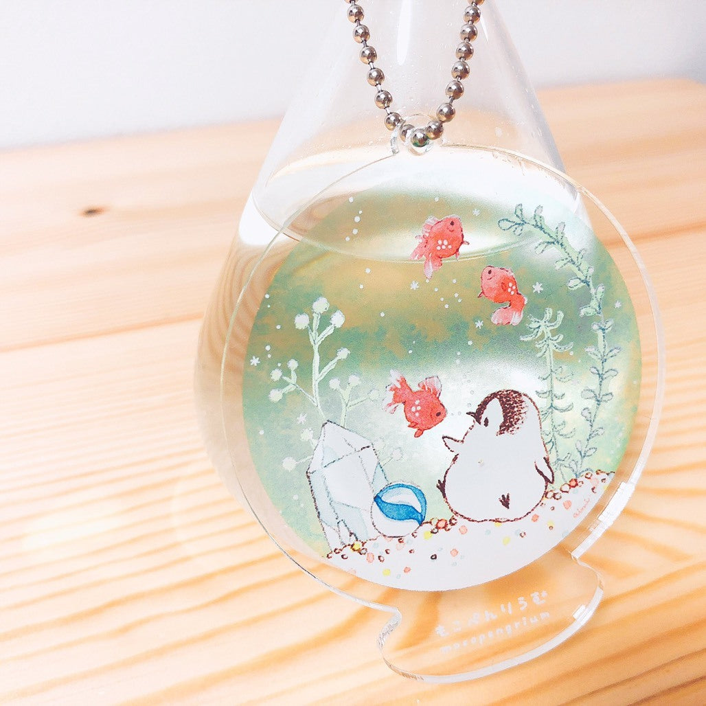 受注製作　アクリルキーホルダー　もこぺんりうむ 金魚の水槽　ペンギン　クーポン利用不可